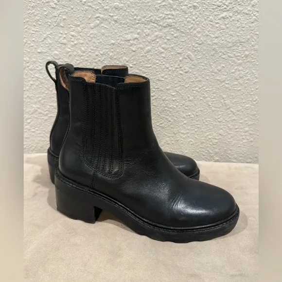Madewell The Gwenda Platform Ankle Boot Black Size 8