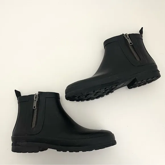 Madewell The Zip-Up Lug Sole Black Ankle Short Winter Snow Rain Boots Size 7