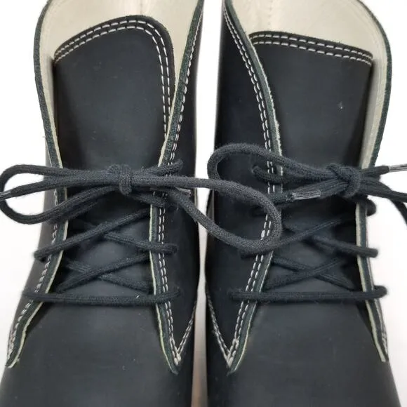 Maguba Swedish Clog Boots Casablanca Black Leather Wood Wedge Heel Size 39