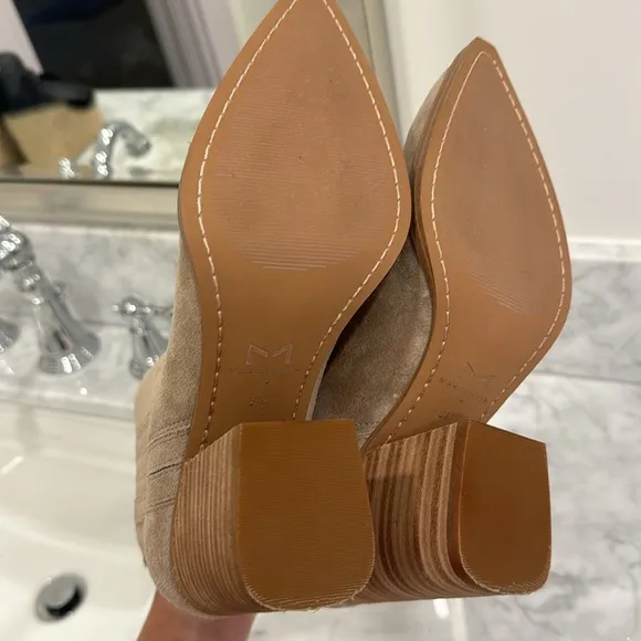 Marc Fisher Alva Pointy Toe Bootie Women's Tan Suede Ankle Boots