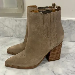 Marc Fisher Alva Pointy Toe Bootie Women's Tan Suede Ankle Boots