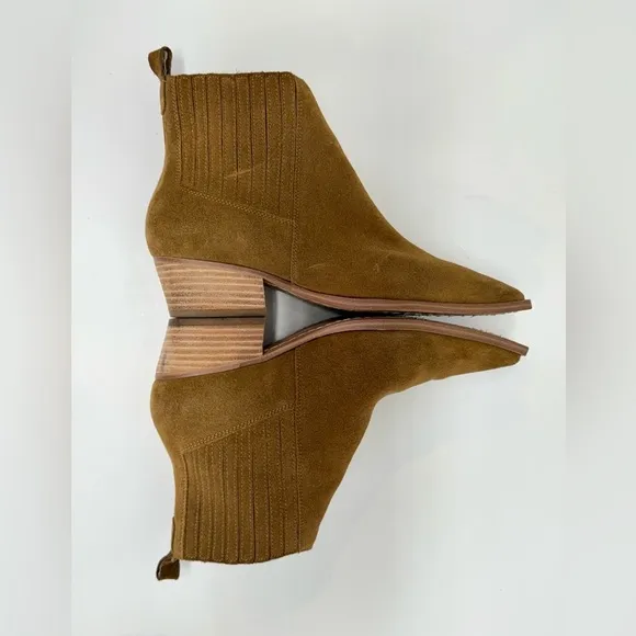 MARC FISHER Camel brown suede YARITA pointed toe ankle boots size 7.5
