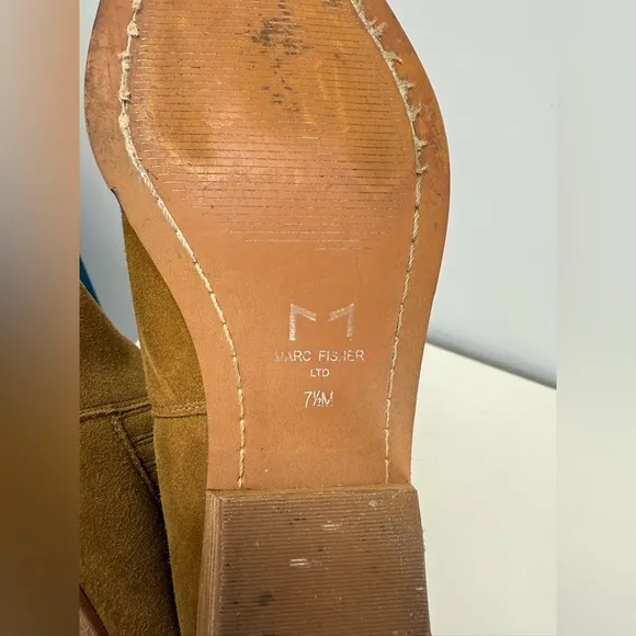 MARC FISHER Camel brown suede YARITA pointed toe ankle boots size 7.5