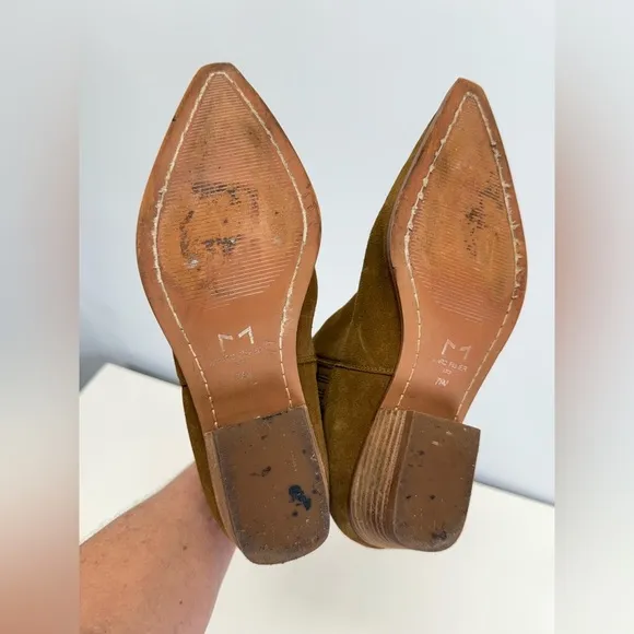 MARC FISHER Camel brown suede YARITA pointed toe ankle boots size 7.5
