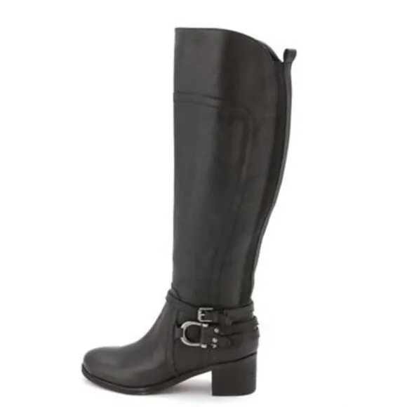 Marc Fisher leather Kierra tall pull up riding boots Sz 7.5M Black