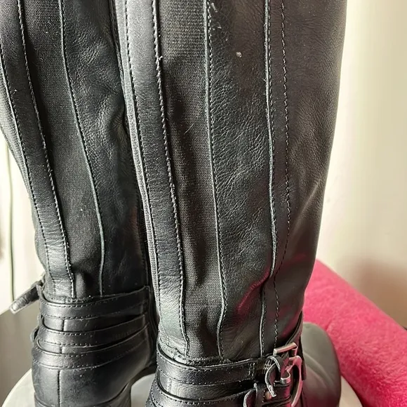 Marc Fisher leather Kierra tall pull up riding boots Sz 7.5M Black