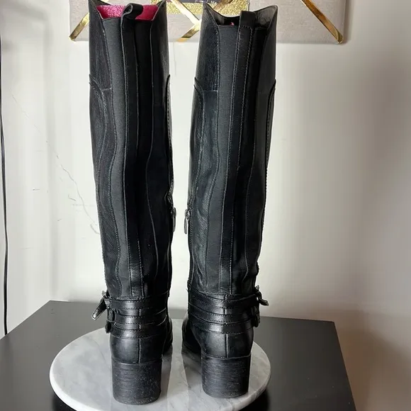 Marc Fisher leather Kierra tall pull up riding boots Sz 7.5M Black