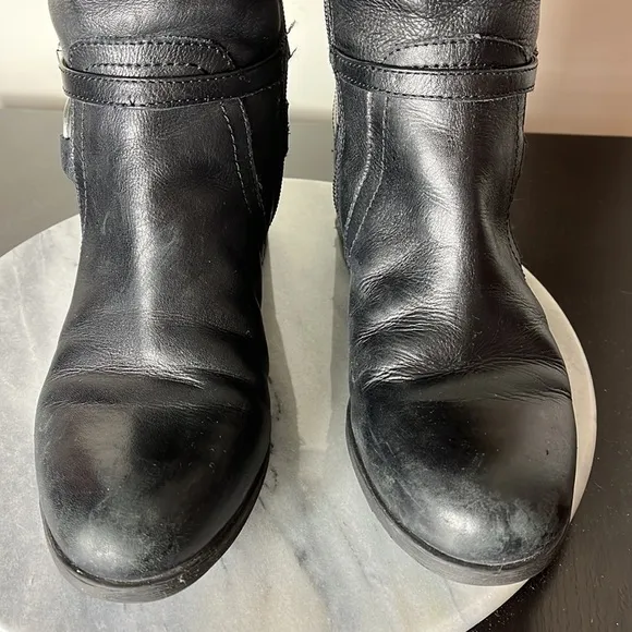 Marc Fisher leather Kierra tall pull up riding boots Sz 7.5M Black