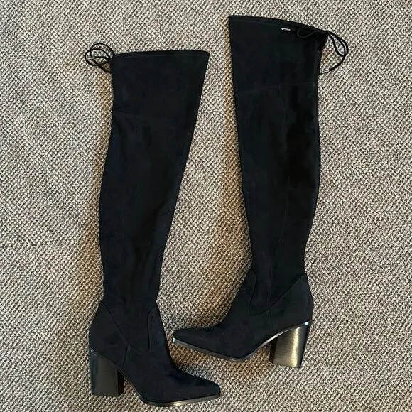 Marc Fisher LTD Okun Over The Knee Thigh Black Suede Boots Size 6.5