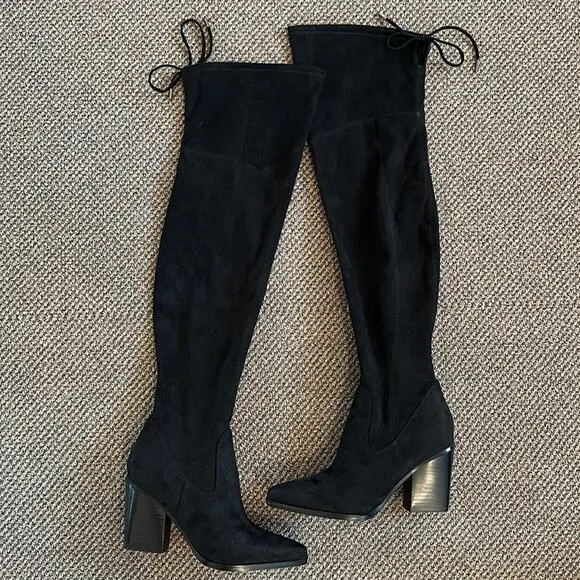 Marc Fisher LTD Okun Over The Knee Thigh Black Suede Boots Size 6.5