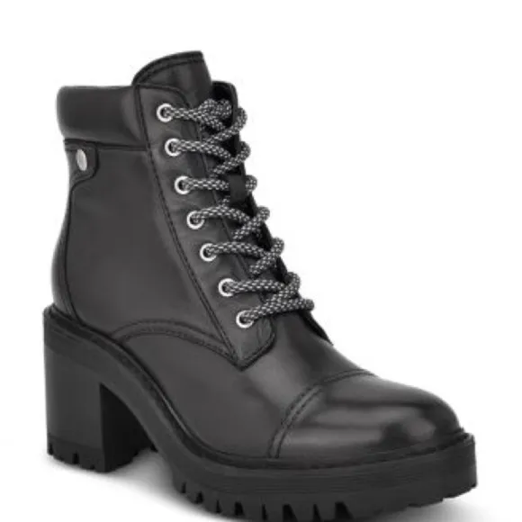 Marc Fisher LTD. Size 7M Women's Wenner Boots Black Goth Grunge Chunky Heel
