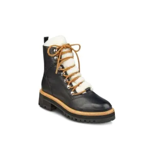 MARC FISHER LTD Womens Black Shearling Heel Pull-Tab Izzie Hiking Boots 5.5 M