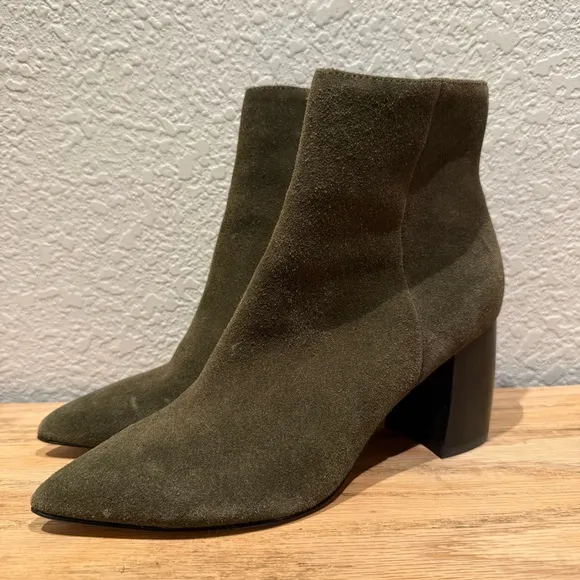Marc Fisher Olive Green Suede Ankle Boots Size 6