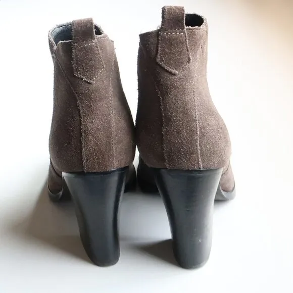 Marc Fisher Taupe Suede Leather Block Heel Ankle Boots / Booties