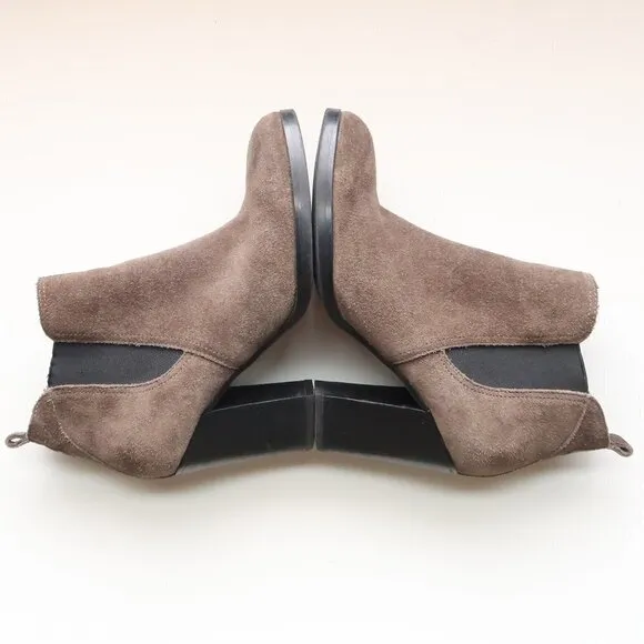 Marc Fisher Taupe Suede Leather Block Heel Ankle Boots / Booties