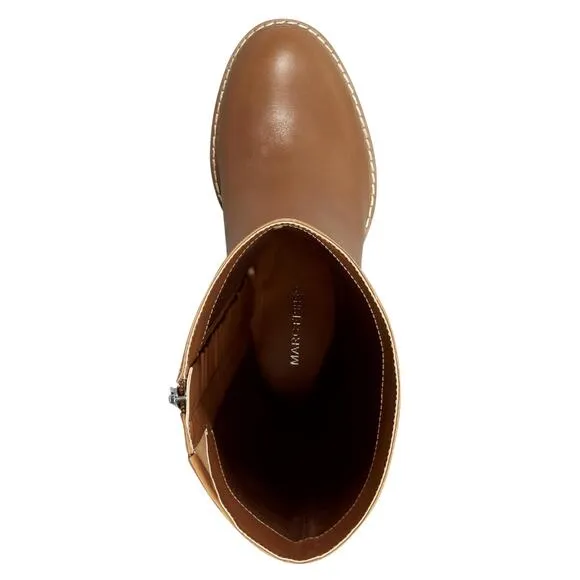 Marc Fisher Women's Gabey Round Toe Block Heel Boots Brown Size 9