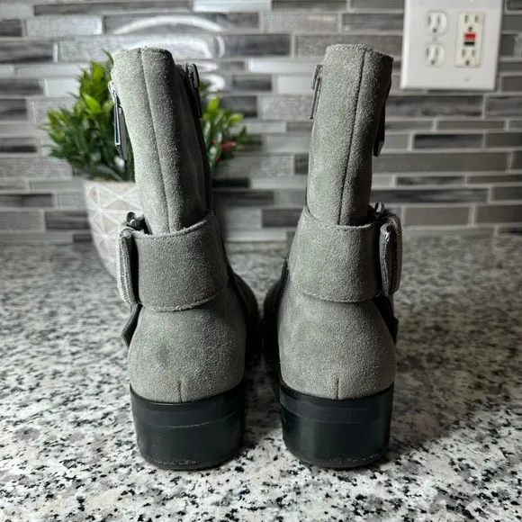 Marc Fisher | Womens Parole Moto Biker Round Toe Ankle Fashion Boots Gray Size 6