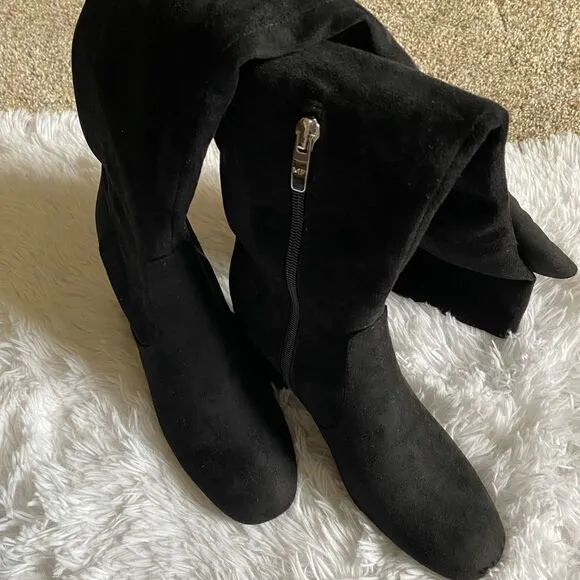 Marc Fisher Black Sparkle Tall Boots Size 7 M EUC