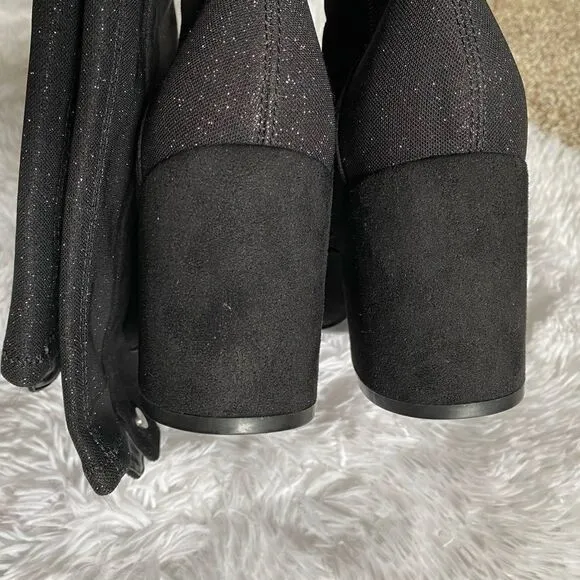 Marc Fisher Black Sparkle Tall Boots Size 7 M EUC