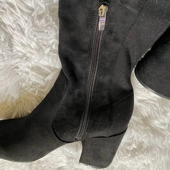 Marc Fisher Black Sparkle Tall Boots Size 7 M EUC
