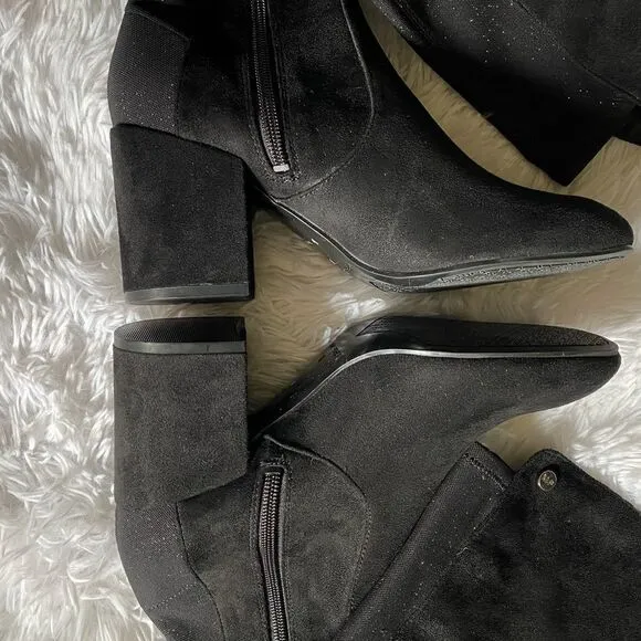 Marc Fisher Black Sparkle Tall Boots Size 7 M EUC