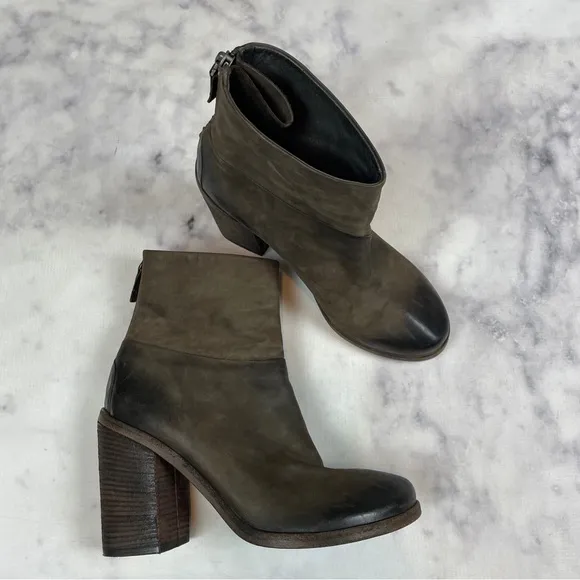 Marsell Bolla Leather Brown Chunky Block Heel Ankle Boots