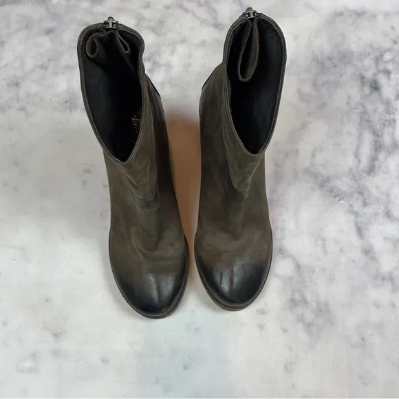 Marsell Bolla Leather Brown Chunky Block Heel Ankle Boots