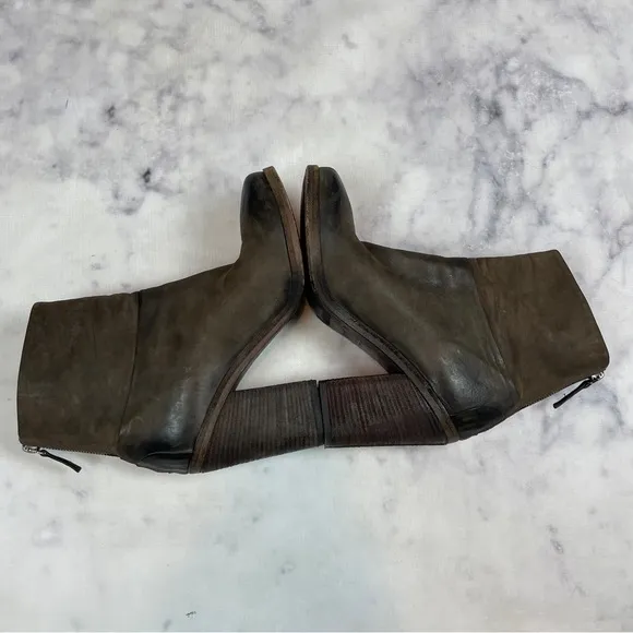 Marsell Bolla Leather Brown Chunky Block Heel Ankle Boots