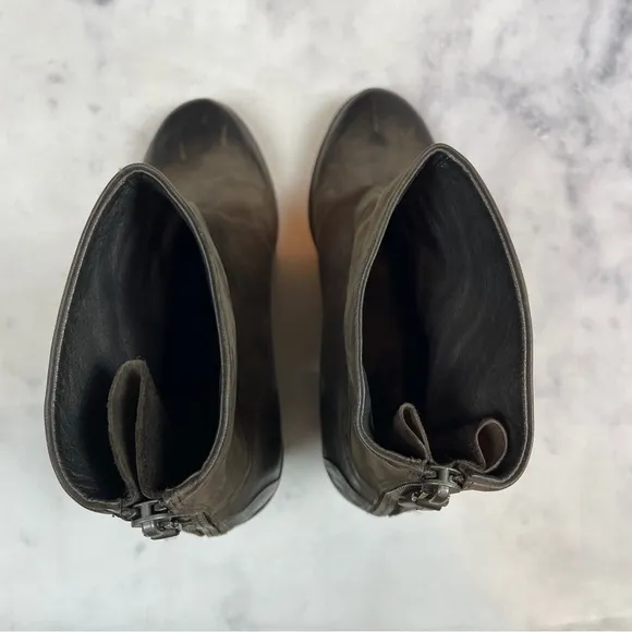 Marsell Bolla Leather Brown Chunky Block Heel Ankle Boots