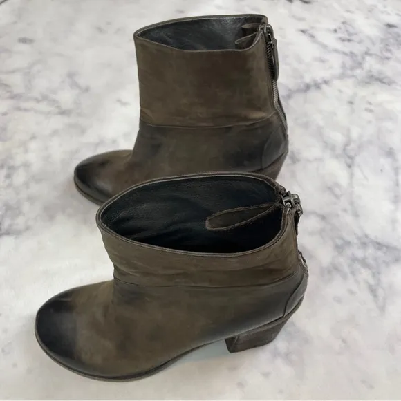 Marsell Bolla Leather Brown Chunky Block Heel Ankle Boots
