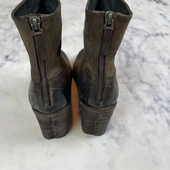 Marsell Bolla Leather Brown Chunky Block Heel Ankle Boots