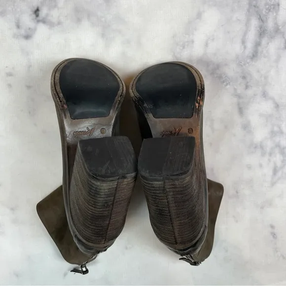 Marsell Bolla Leather Brown Chunky Block Heel Ankle Boots