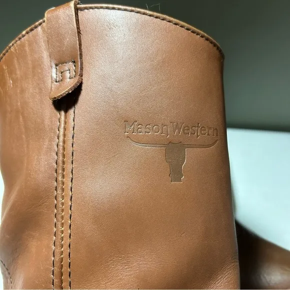 Mason Western BOOTS Leather Western Work Riding Biker Boots Mens 11D Steel Toe