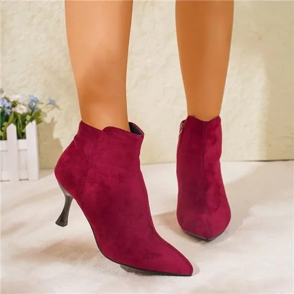 Match With Hoodies Women Fashion Versatile Casual Slim High Heel Ankle Boots