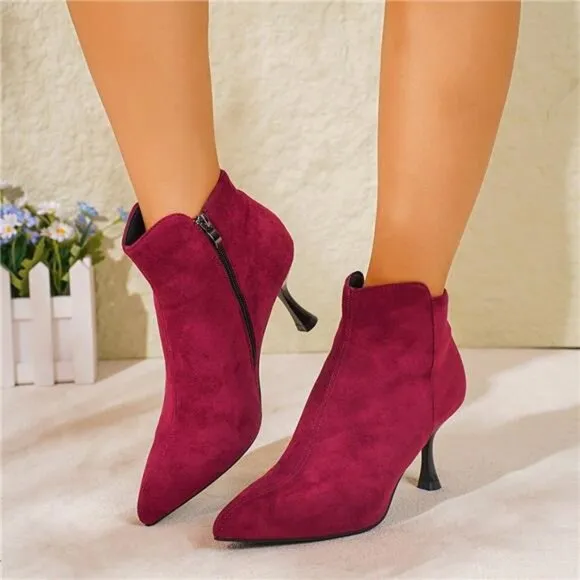 Match With Hoodies Women Fashion Versatile Casual Slim High Heel Ankle Boots