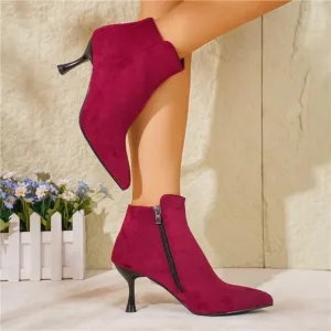 Match With Hoodies Women Fashion Versatile Casual Slim High Heel Ankle Boots