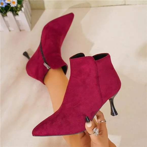 Match With Hoodies Women Fashion Versatile Casual Slim High Heel Ankle Boots