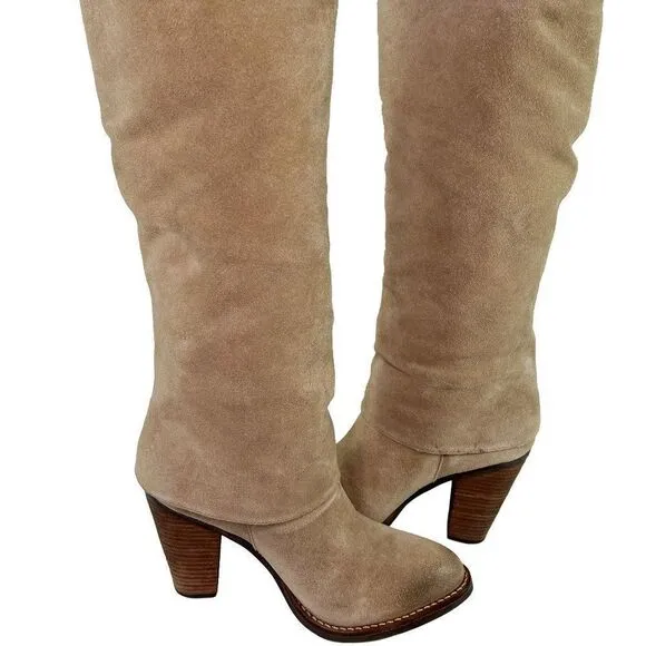 Matisse &quot;Stetson&quot; Natural Tan Suede Knee High Pull-on Boots $219 Sz 8 1/2 M