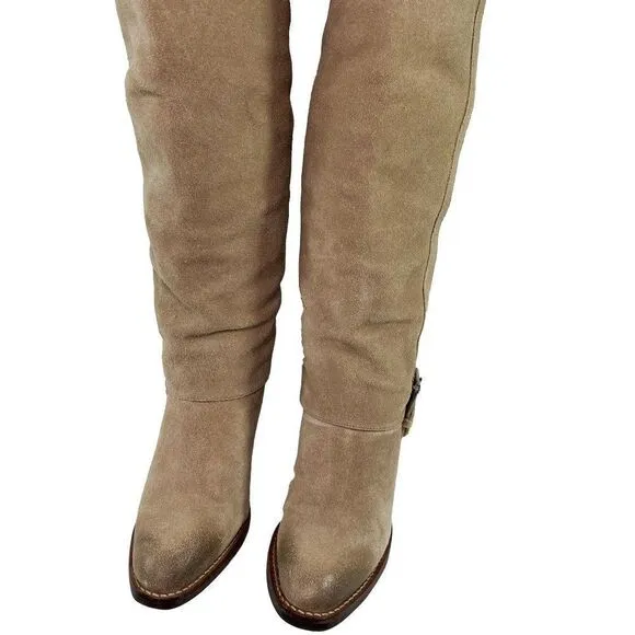 Matisse &quot;Stetson&quot; Natural Tan Suede Knee High Pull-on Boots $219 Sz 8 1/2 M