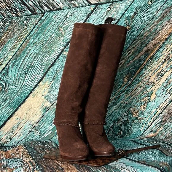 Matisse dark brown suede tall over the knee boots