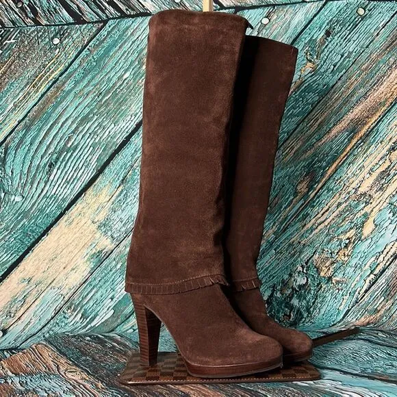 Matisse dark brown suede tall over the knee boots