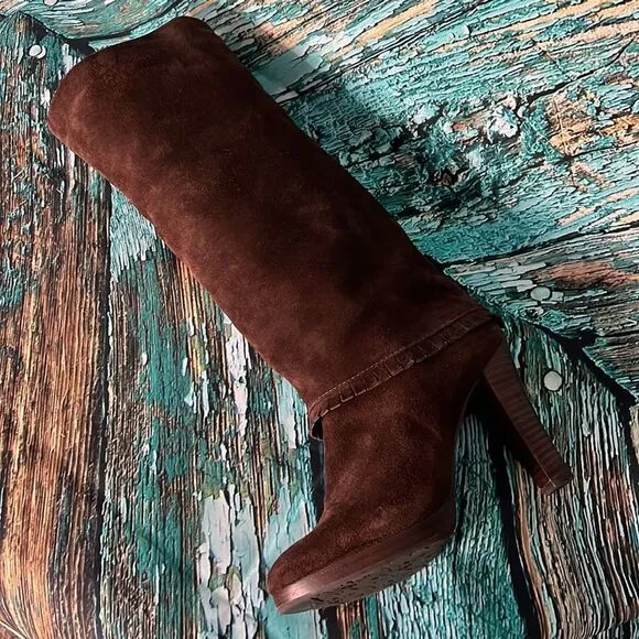 Matisse dark brown suede tall over the knee boots