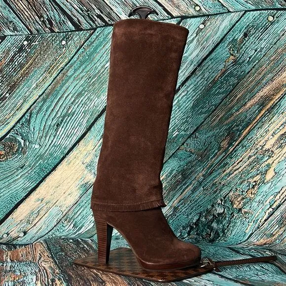 Matisse dark brown suede tall over the knee boots