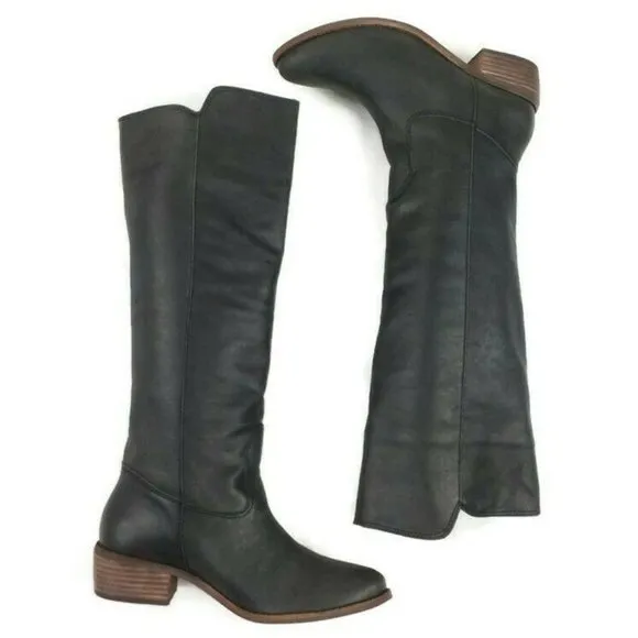 Matisse Gilbert Black Mid Heel Tall Leather Riding Style Boots Womens 9M IOB EUC