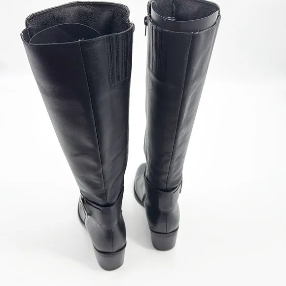 Matisse Mary Women's Black Leather Riding Knee High Silver Buckle Boots Size 8