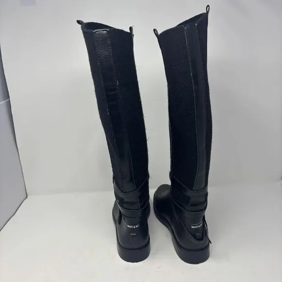Matt &amp; Nat Boots Size 40 (9) Black Tall Rain Boots Waterproof Riding Style Vegan