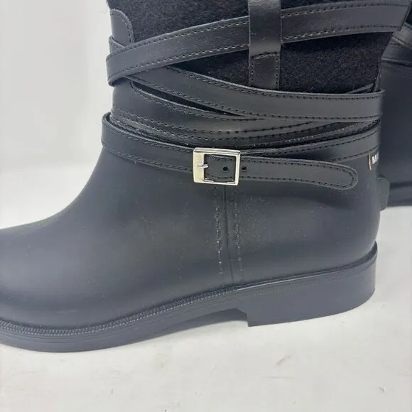 Matt &amp; Nat Boots Size 40 (9) Black Tall Rain Boots Waterproof Riding Style Vegan