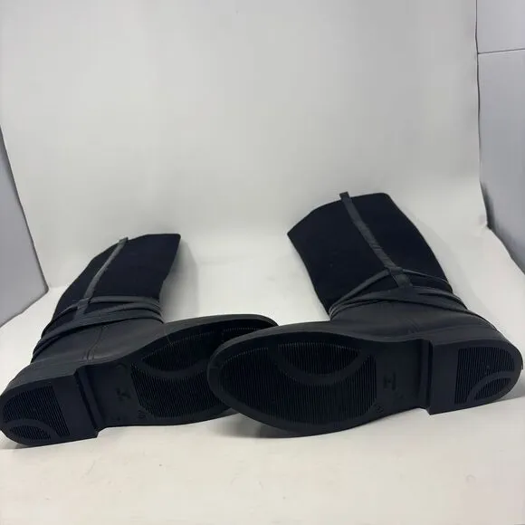Matt &amp; Nat Boots Size 40 (9) Black Tall Rain Boots Waterproof Riding Style Vegan