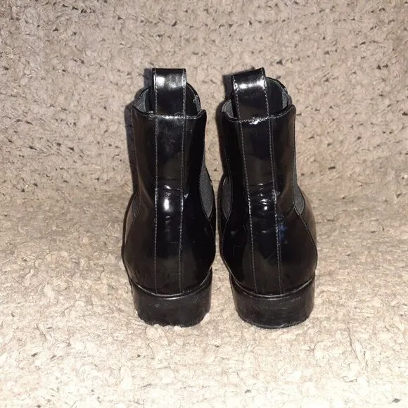 MAXMARA-Black Patent Leather Ankle Boots-Pull-On-Sz 36/6-Excellent
