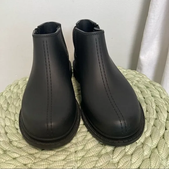Melissa Skin Chelsea Boot Matte Black Recycled PVC Ankle Booties NWOT